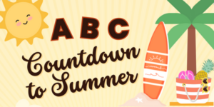ABC Countdown with sunshine surf board and palm tree 